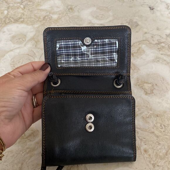 Delane Leather Compact Leather Wallet w/ Cross Body Strap - Picture 6 of 17